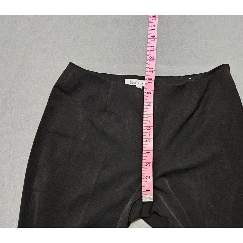 TravelSmith Pants Womens PETITE Sz 4P Wide-Leg Side Zip Minimalist Career Black